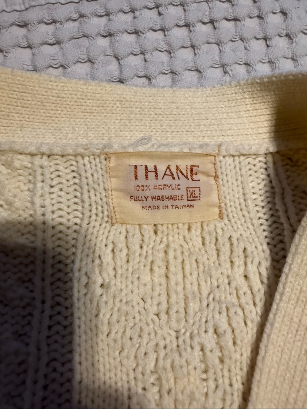 THANE Cream Cable-Knit Cardigan Sweater